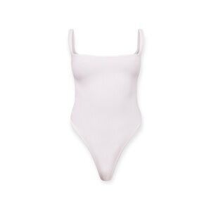 White Snatched Rib Square Neck Sleeveless Bodysuit